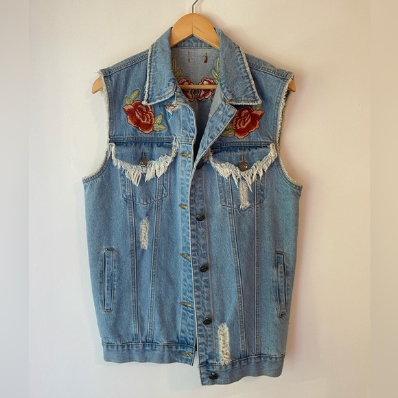 Embroidered Denim Vest - Picture 2 of 2